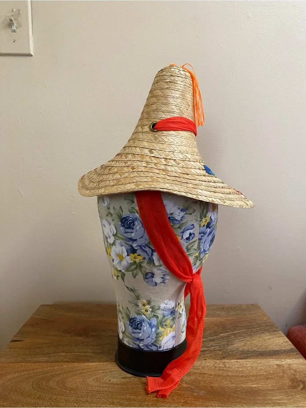 VTG Kitsch Straw Hat Ladies Face Palm Springs - Picture 8 of 9